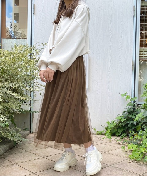 apres jour(アプレジュール)の「チュール×ベロアスカート【ZOZOTOWN限定アイテム】(スカート・レディース・ダークブラウン/モカ/ライトベージュ・SMALL/MEDIUM/X-LARGE)」の8枚目の写真