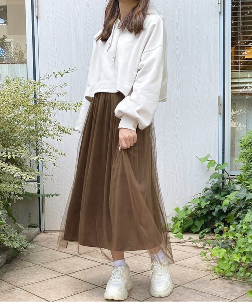 apres jour(アプレジュール)の「チュール×ベロアスカート【ZOZOTOWN限定アイテム】(スカート・レディース・ダークブラウン/モカ/ライトベージュ・SMALL/MEDIUM/X-LARGE)」の9枚目の写真