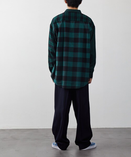 FREAK'S STORE（フリークスストア）の「FREAK'S STORE/フリークスストア クレイジーチェックシャツ（シャツ/ブラウス・メンズ・グリーン/ブルー・MEDIUM/LARGE）」の3枚目の写真