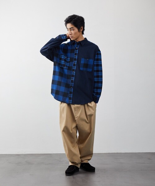 FREAK'S STORE（フリークスストア）の「FREAK'S STORE/フリークスストア クレイジーチェックシャツ（シャツ/ブラウス・メンズ・グリーン/ブルー・MEDIUM/LARGE）」の4枚目の写真