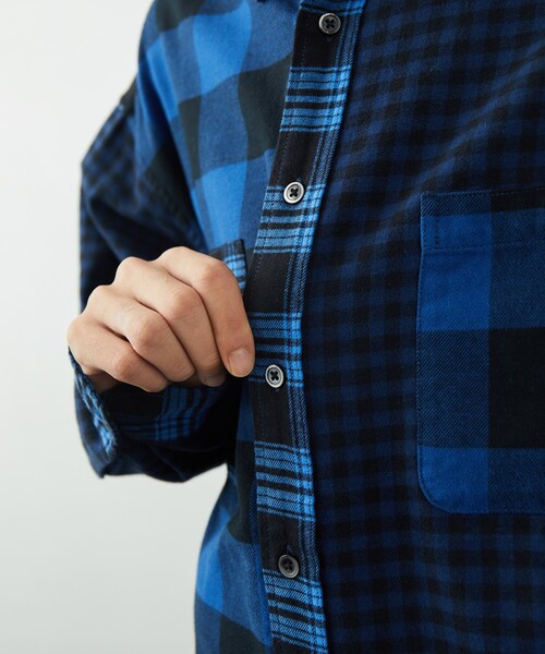 FREAK'S STORE（フリークスストア）の「FREAK'S STORE/フリークスストア クレイジーチェックシャツ（シャツ/ブラウス・メンズ・グリーン/ブルー・MEDIUM/LARGE）」の5枚目の写真