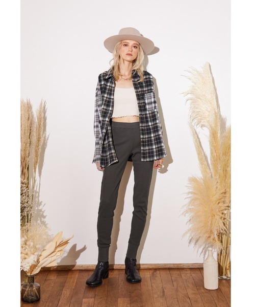 ALEXIA STAM（アリシアスタン）の「Rib Knit Easy Pants/リブニットイージーパンツ（その他パンツ・レディース・チャコールグレー/オフホワイト/カーキ・S/M）」の3枚目の写真