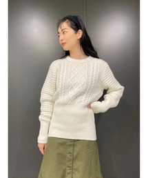 DIESEL | レディース サステナブル ニット トップス リラックスフィット ドロップショルダー ケーブル編み(ニット/セーター)