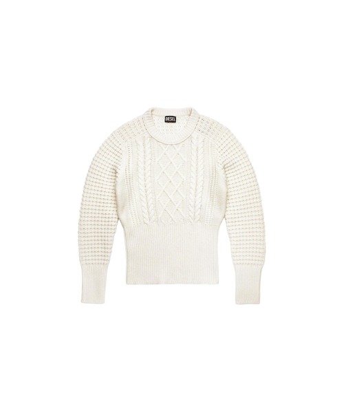 DIESEL（ディーゼル）の「レディース サステナブル ニット トップス リラックスフィット ドロップショルダー ケーブル編み（ニット/セーター・レディース・ブラック/ホワイト・X-SMALL/MEDIUM/SMALL/LARGE）」の5枚目の写真