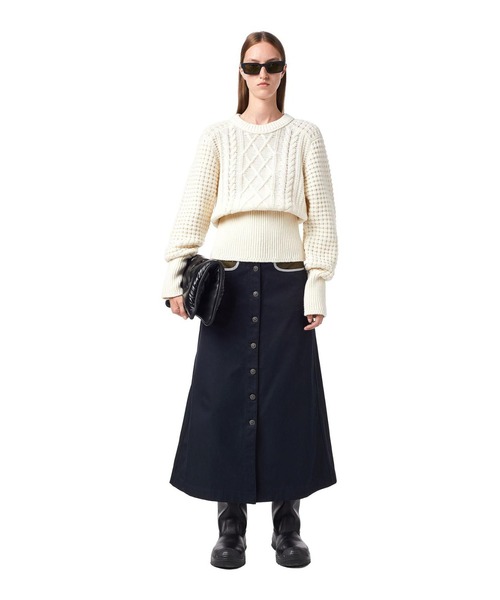 DIESEL（ディーゼル）の「レディース サステナブル ニット トップス リラックスフィット ドロップショルダー ケーブル編み（ニット/セーター・レディース・ブラック/ホワイト・X-SMALL/MEDIUM/SMALL/LARGE）」の6枚目の写真