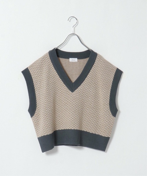 notch.（ノッチ）の「レトロ柄ニットベスト（ベスト・レディース・ブラック/ベージュ/ネイビー・M）」の4枚目の写真