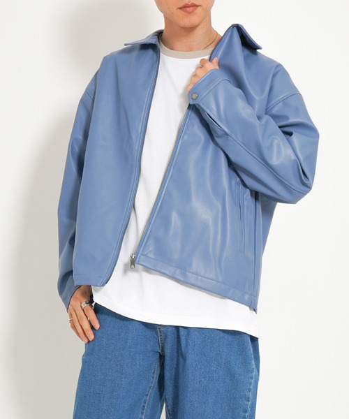 VENCEEXCHANGE(ヴァンスエクスチェンジ)の「フェイクレザージャケット(その他アウター・メンズ・グレー/ブラック/スカイブルー・M/L)」の4枚目の写真