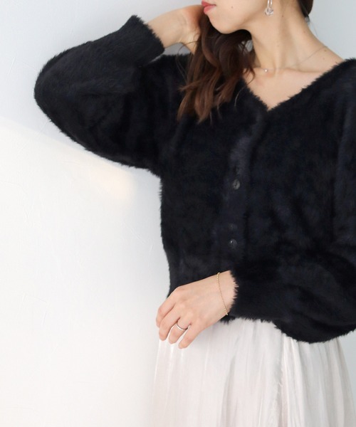 cheriella（シェリエラ）の「【cheriella】フェザーモールニットカーディガン（カーディガン/ボレロ・レディース・ホワイト/ブラック/ブラウン/ピンク・M）」の10枚目の写真
