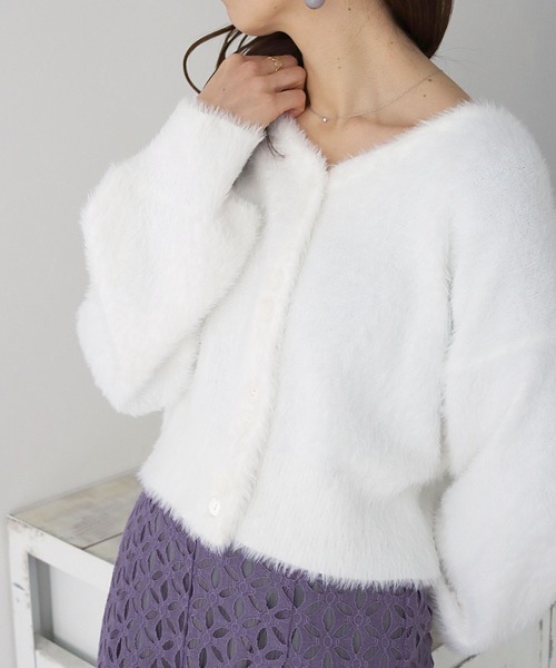 cheriella（シェリエラ）の「【cheriella】フェザーモールニットカーディガン（カーディガン/ボレロ・レディース・ホワイト/ブラック/ブラウン/ピンク・M）」の19枚目の写真