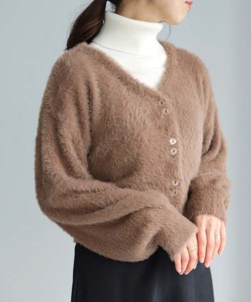 cheriella（シェリエラ）の「【cheriella】フェザーモールニットカーディガン（カーディガン/ボレロ・レディース・ホワイト/ブラック/ブラウン/ピンク・M）」の11枚目の写真