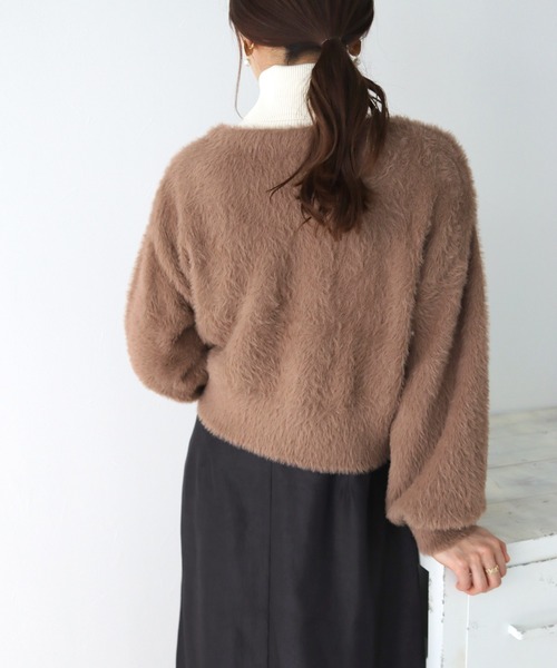 cheriella（シェリエラ）の「【cheriella】フェザーモールニットカーディガン（カーディガン/ボレロ・レディース・ホワイト/ブラック/ブラウン/ピンク・M）」の16枚目の写真