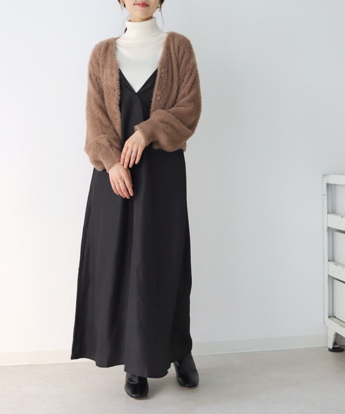 cheriella（シェリエラ）の「【cheriella】フェザーモールニットカーディガン（カーディガン/ボレロ・レディース・ホワイト/ブラック/ブラウン/ピンク・M）」の7枚目の写真