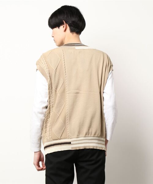 ＪＵＧＬＡＮＳ（ユグランス）の「【RINGS】ラインリブVネックベスト（ベスト・メンズ・ホワイト/ベージュ/ブラック・L/M）」の5枚目の写真