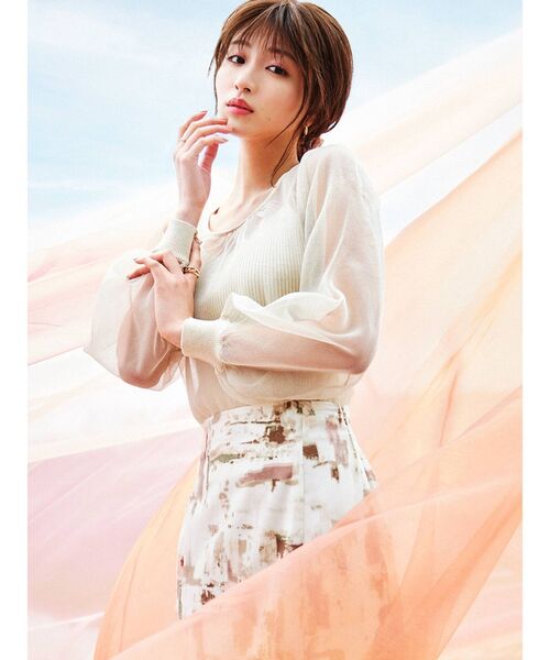 RESEXXY(リゼクシー)の「シースルーボリュームニットトップス【セットアップ着用可能】(ニット/セーター・レディース・アイボリー/ブラック/ラベンダー・FREE)」の5枚目の写真