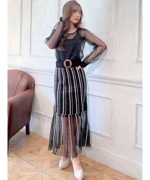 RESEXXY(リゼクシー)の「シースルーボリュームニットトップス【セットアップ着用可能】(ニット/セーター・レディース・アイボリー/ブラック/ラベンダー・FREE)」の11枚目の写真