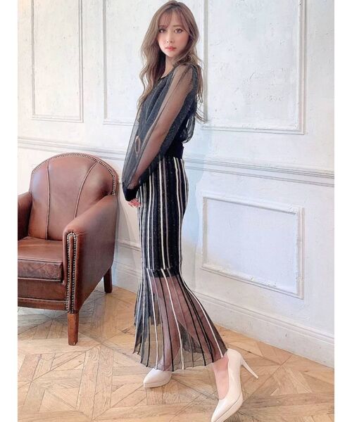 RESEXXY(リゼクシー)の「シースルーボリュームニットトップス【セットアップ着用可能】(ニット/セーター・レディース・アイボリー/ブラック/ラベンダー・FREE)」の13枚目の写真