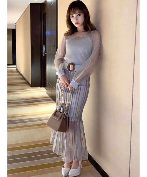 RESEXXY(リゼクシー)の「シースルーボリュームニットトップス【セットアップ着用可能】(ニット/セーター・レディース・アイボリー/ブラック/ラベンダー・FREE)」の16枚目の写真