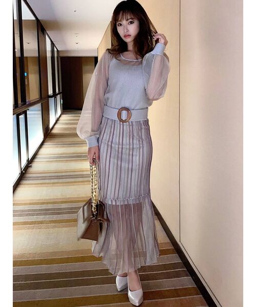 RESEXXY(リゼクシー)の「シースルーボリュームニットトップス【セットアップ着用可能】(ニット/セーター・レディース・アイボリー/ブラック/ラベンダー・FREE)」の18枚目の写真