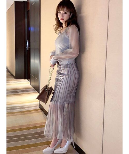 RESEXXY(リゼクシー)の「シースルーボリュームニットトップス【セットアップ着用可能】(ニット/セーター・レディース・アイボリー/ブラック/ラベンダー・FREE)」の19枚目の写真