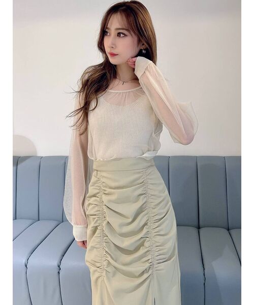 RESEXXY(リゼクシー)の「シースルーボリュームニットトップス【セットアップ着用可能】(ニット/セーター・レディース・アイボリー/ブラック/ラベンダー・FREE)」の21枚目の写真