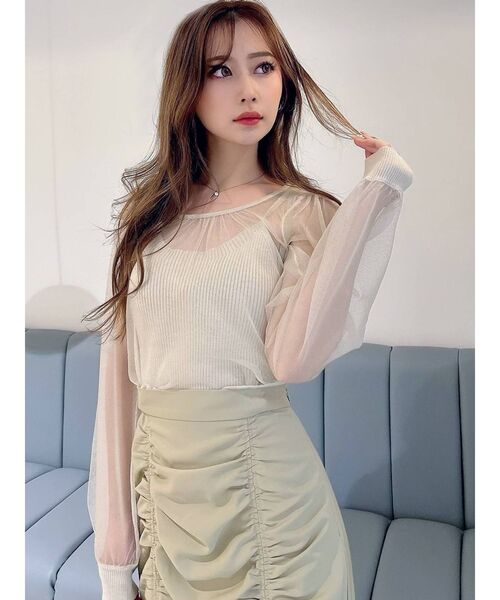 RESEXXY(リゼクシー)の「シースルーボリュームニットトップス【セットアップ着用可能】(ニット/セーター・レディース・アイボリー/ブラック/ラベンダー・FREE)」の22枚目の写真