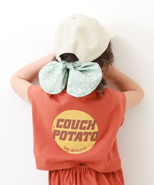 devirock(デビロック)の「UVカット ネックカバーリボンキャップ(キャップ・キッズ・ベージュ/ブラック/キナリ・52/54/56)」の2枚目の写真