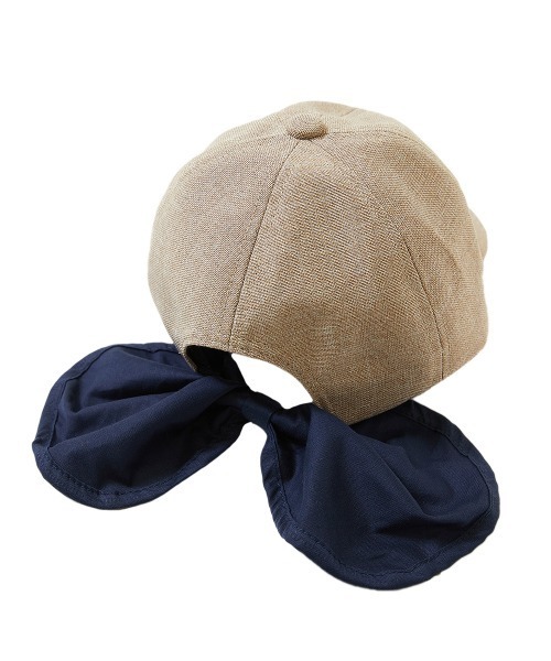 devirock(デビロック)の「UVカット ネックカバーリボンキャップ(キャップ・キッズ・ベージュ/ブラック/キナリ・52/54/56)」の6枚目の写真