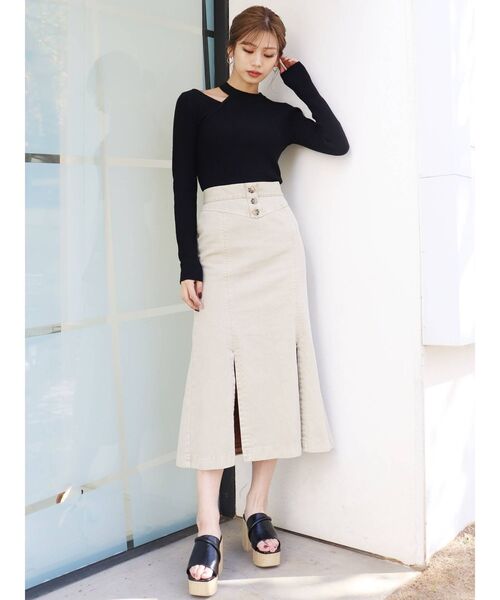 MURUA（ムルーア）の「レイヤードショルダーカットニット（ニット/セーター・レディース・ブラック/ベージュ/ライトブルー/アイボリー・FREE）」の13枚目の写真