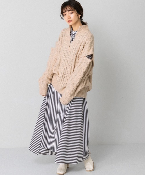 KBF(ケイビーエフ)の「ストライプシャツワンピース(ワンピース・レディース・ブラック/ブラウン/グリーン系その他・ONE)」の3枚目の写真