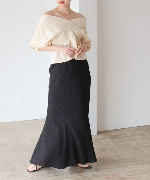 BeAMS DOT（ビームスドット）の「【WEB限定】BeAMS DOT/ オフショル ストライプブラウス（シャツ/ブラウス・レディース・ブラック/オレンジ/パープル系その他5・FREE）」の11枚目の写真