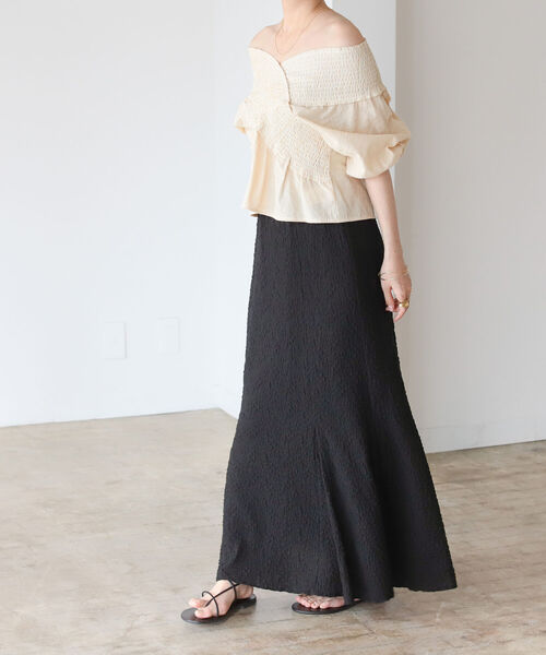 BeAMS DOT（ビームスドット）の「【WEB限定】BeAMS DOT/ オフショル ストライプブラウス（シャツ/ブラウス・レディース・ブラック/オレンジ/パープル系その他5・FREE）」の12枚目の写真