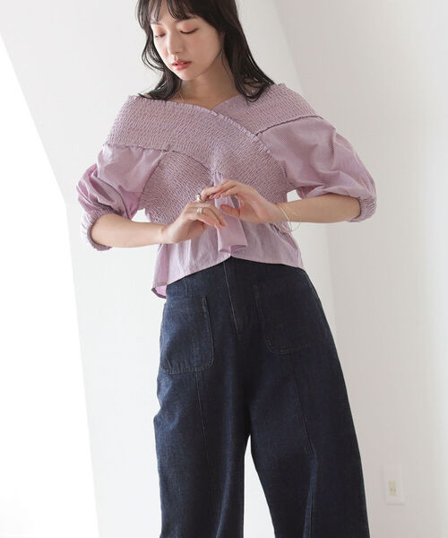 BeAMS DOT（ビームスドット）の「【WEB限定】BeAMS DOT/ オフショル ストライプブラウス（シャツ/ブラウス・レディース・ブラック/オレンジ/パープル系その他5・FREE）」の16枚目の写真