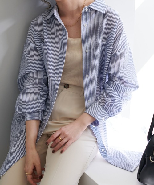 DISCOAT(ディスコート)の「【WEB限定】ポコポコシャツ(シャツ/ブラウス・レディース・ホワイト/ベージュ/ブルー・FREE)」の3枚目の写真