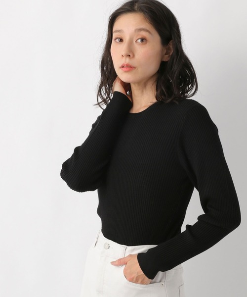 LEPSIM（レプシィム）の「12ゲージリブグルーニットプルオーバー　237851（ニット/セーター・レディース・ブラック/グレイッシュベージュ/パープル・LARGE/MEDIUM）」の2枚目の写真