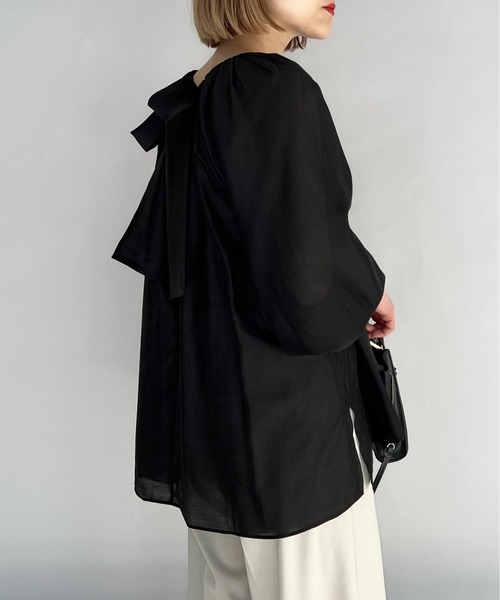 PICCIN(ピッチン)の「ボリュームスリーブリボンブラウス(シャツ/ブラウス・レディース・ホワイト/ブラック/ベージュ・M)」の16枚目の写真