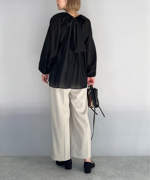 PICCIN(ピッチン)の「ボリュームスリーブリボンブラウス(シャツ/ブラウス・レディース・ホワイト/ブラック/ベージュ・M)」の21枚目の写真