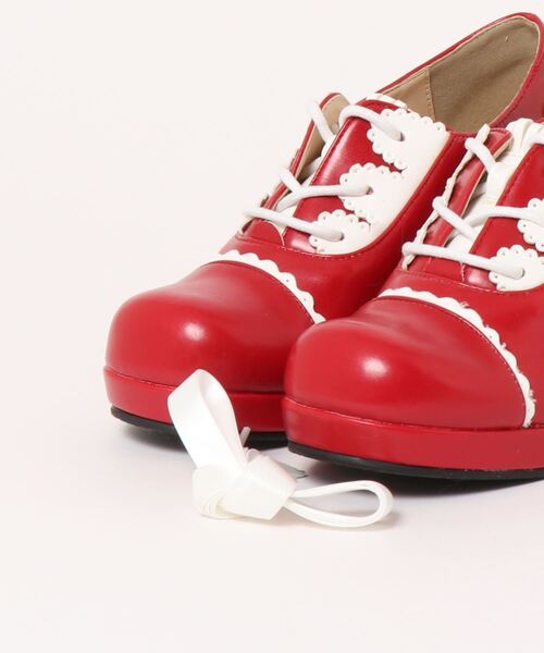 BODYLINE（ボディライン）の「リボン付きチャンキーヒールアップパンプス（パンプス・レディース・ホワイト/ブラウン/レッド/ブラック×ホワイト/ブラック×ブラック・S/M/L）」の7枚目の写真