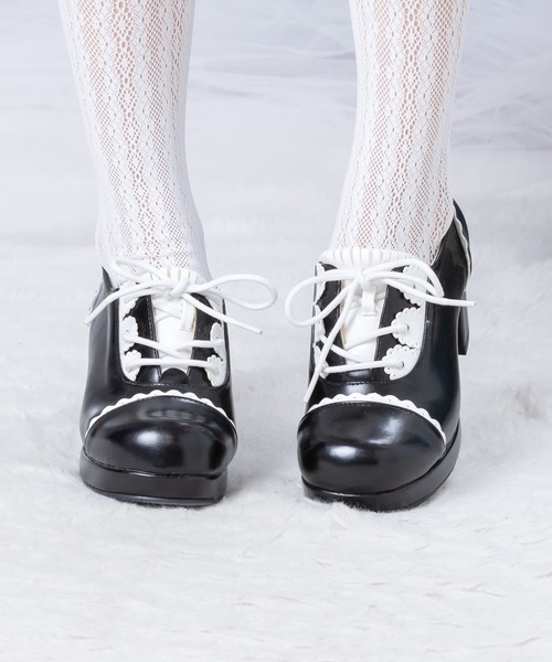 BODYLINE（ボディライン）の「リボン付きチャンキーヒールアップパンプス（パンプス・レディース・ホワイト/ブラウン/レッド/ブラック×ホワイト/ブラック×ブラック・S/M/L）」の21枚目の写真