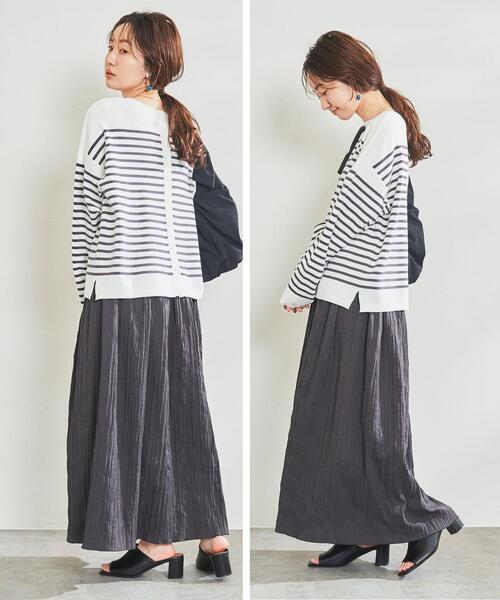 coen（コーエン）の「2WAYパネルボーダープルオーバー＆カーディガン（ニット/セーター・レディース・オフホワイト/ライトグレー/ネイビー・LARGE/MEDIUM）」の5枚目の写真