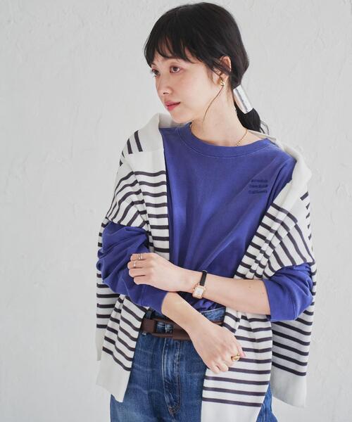 coen（コーエン）の「2WAYパネルボーダープルオーバー＆カーディガン（ニット/セーター・レディース・オフホワイト/ライトグレー/ネイビー・LARGE/MEDIUM）」の6枚目の写真