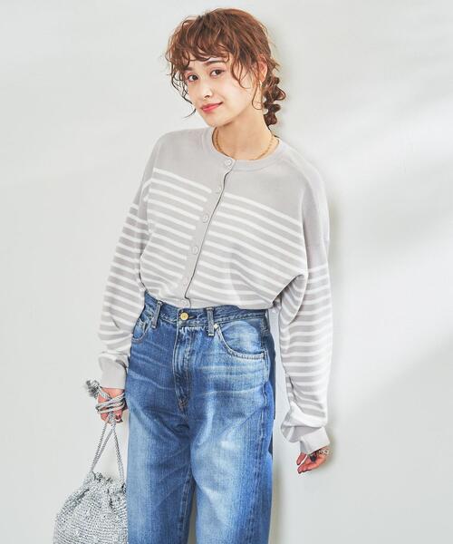 coen（コーエン）の「2WAYパネルボーダープルオーバー＆カーディガン（ニット/セーター・レディース・オフホワイト/ライトグレー/ネイビー・LARGE/MEDIUM）」の15枚目の写真