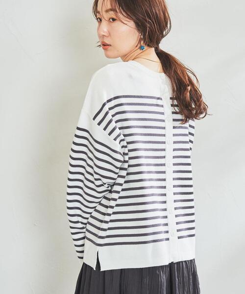 coen（コーエン）の「2WAYパネルボーダープルオーバー＆カーディガン（ニット/セーター・レディース・オフホワイト/ライトグレー/ネイビー・LARGE/MEDIUM）」の19枚目の写真