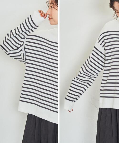 coen（コーエン）の「2WAYパネルボーダープルオーバー＆カーディガン（ニット/セーター・レディース・オフホワイト/ライトグレー/ネイビー・LARGE/MEDIUM）」の11枚目の写真