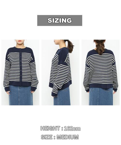 coen（コーエン）の「2WAYパネルボーダープルオーバー＆カーディガン（ニット/セーター・レディース・オフホワイト/ライトグレー/ネイビー・LARGE/MEDIUM）」の12枚目の写真