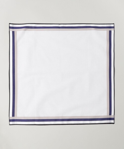 SHIPS（シップス）の「GRAZIINA:ホワイト グランド パイピング ポケットチーフ（ハンカチ/ハンドタオル・メンズ・レッド/ネイビー/イエロー・ONE SIZE）」の2枚目の写真