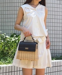 【CURIBISCUI】ラタン素材 ショルダー付きカゴバッグ