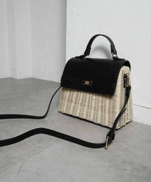 CURI BISCUI（キュリ　ビスキュイ）の「【CURIBISCUI】ラタン素材 ショルダー付きカゴバッグ（ハンドバッグ・レディース・オフホワイト/ブラック×ベージュ/ダークブラウン・FREE）」の20枚目の写真