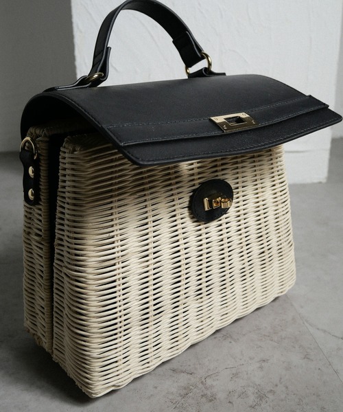 CURI BISCUI（キュリ　ビスキュイ）の「【CURIBISCUI】ラタン素材 ショルダー付きカゴバッグ（ハンドバッグ・レディース・オフホワイト/ブラック×ベージュ/ダークブラウン・FREE）」の17枚目の写真