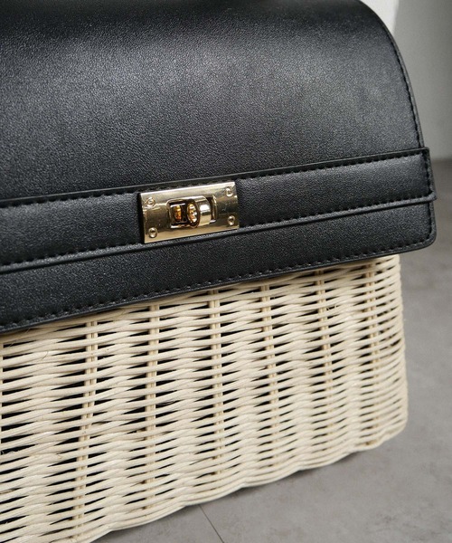 CURI BISCUI（キュリ　ビスキュイ）の「【CURIBISCUI】ラタン素材 ショルダー付きカゴバッグ（ハンドバッグ・レディース・オフホワイト/ブラック×ベージュ/ダークブラウン・FREE）」の10枚目の写真