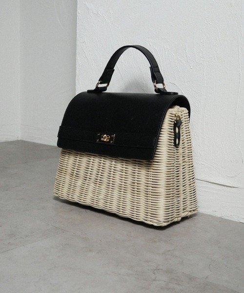 CURI BISCUI（キュリ　ビスキュイ）の「【CURIBISCUI】ラタン素材 ショルダー付きカゴバッグ（ハンドバッグ・レディース・オフホワイト/ブラック×ベージュ/ダークブラウン・FREE）」の16枚目の写真